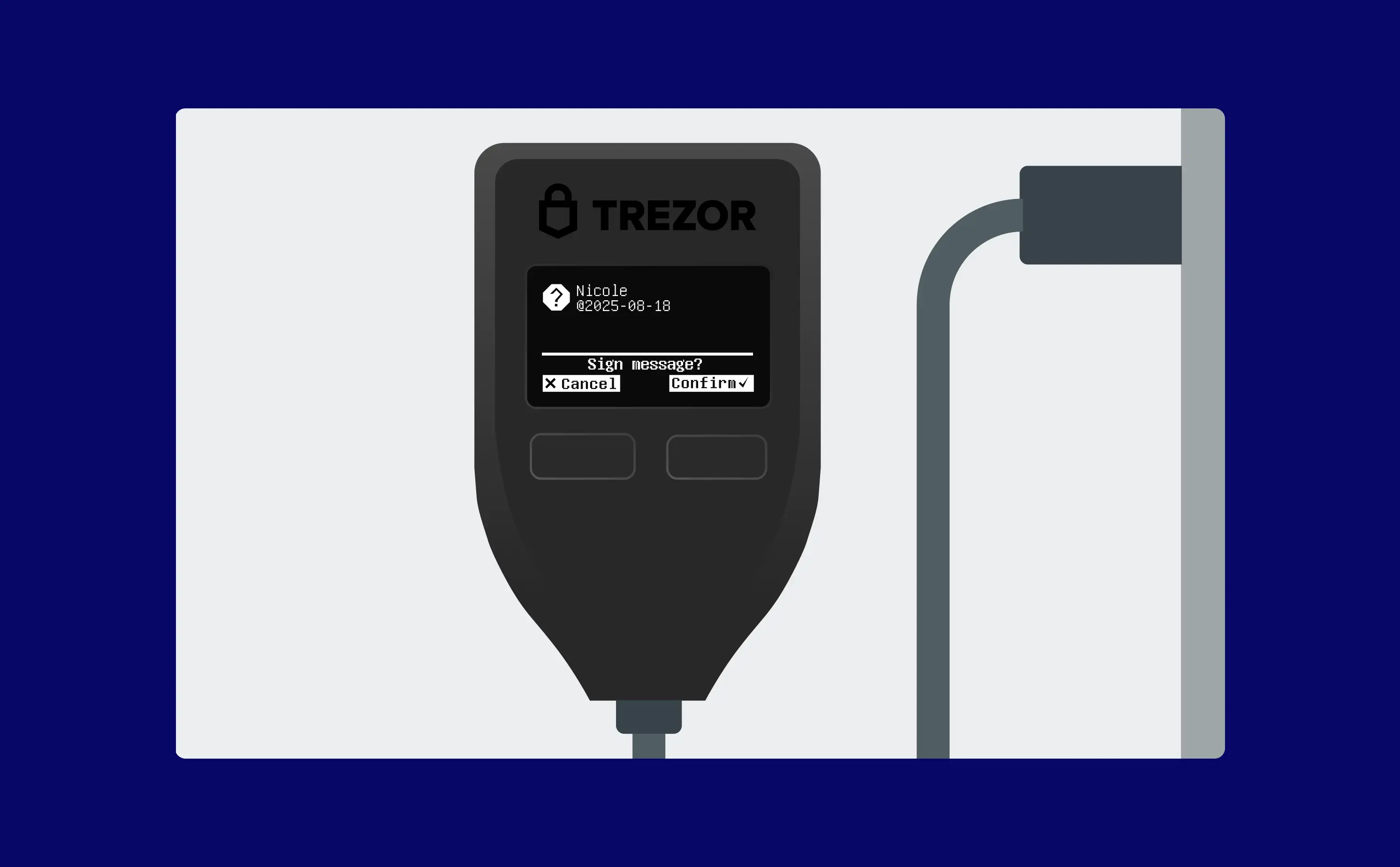 Trezor device signature screen.